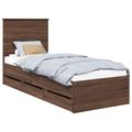 vidaXL Rám postele so zásuvkou Hnedý dub 75 x 190 cm Inžinierske drevo
