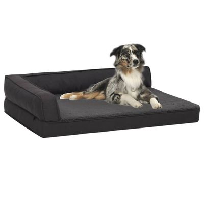 vidaXL Ergonomický matrac pre psa 90x64 cm ľanový vzhľad flís čierny