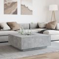 vidaXL Konferenčný stolík s nekonečnými LED betónovosivý 100x100x40 cm