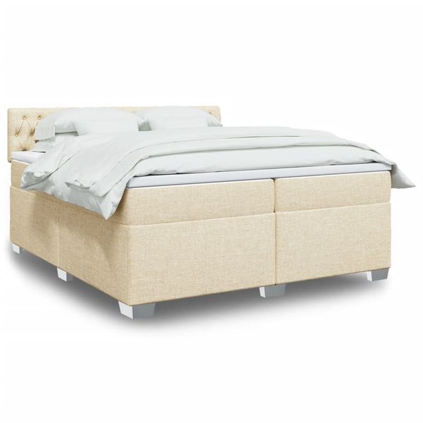 vidaXL Boxspring posteľ s matracom krémová 200x200 cm látka