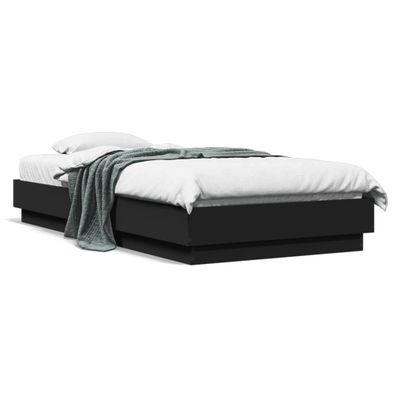 vidaXL Posteľný rám s LED svetlami čierny 75x190 cm