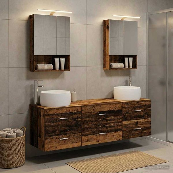 vidaXL Sada kúpeľňového nábytku 5 pcs Staré drevo
