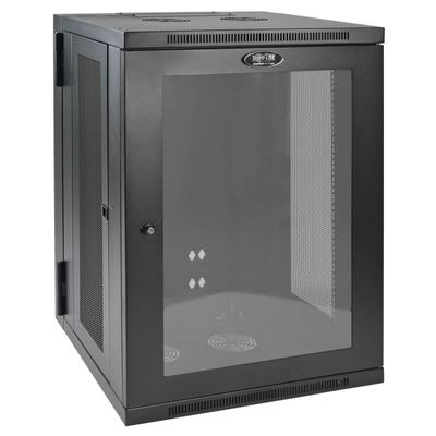 Skriňa SmartRack 18U, Š=600mm, Hl=550mm, hĺbka pre prepínače, presklené dvere, montáž na stenu