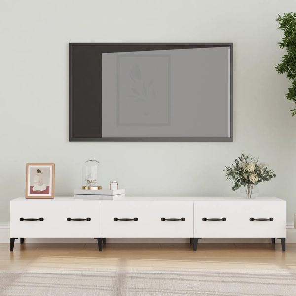 vidaXL TV stolík biely 150x34,5x30 cm spracované drevo