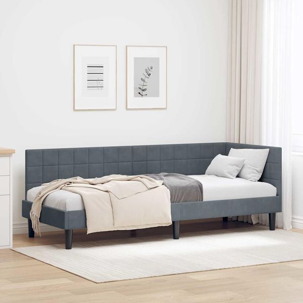 vidaXL Rohový rám postele Tmavo šedá 80 cm x 200 cm Zamat