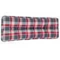 vidaXL Podložka na paletový nábytok, červené kocky 120x40x12 cm, látka