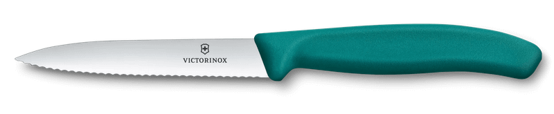 Victorinox 6.7734.C1 Nôž na ovocie a zeleninu, 10cm, zubkovaný, špicatý, zelený