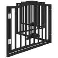 vidaXL Skladacia bránka pre psa s dvierkami, 4 panely, čierna, 320 cm, topoľové drevo