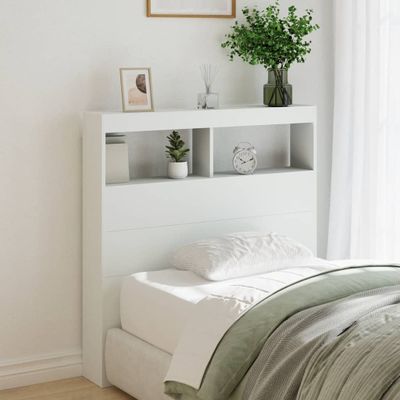 vidaXL Skrinka na čelo postele s LED biela 100x17x102 cm