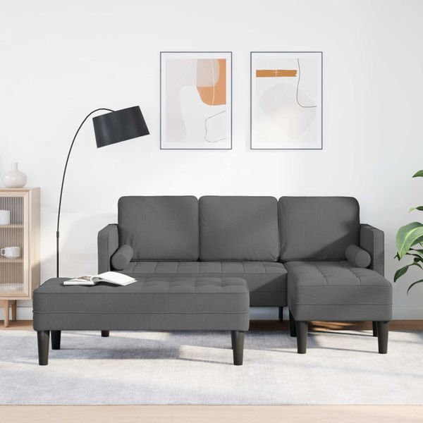 vidaXL Sada pohoviek s vankúšom 2 pcs Tmavo šedá Polyester