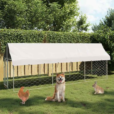 vidaXL Vonkajšia voliéra pre psy so strechou 400x100x150 cm