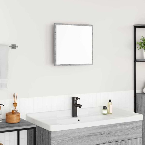 vidaXL Zrkadlo do kúpeľne s LED Nástenný Sivý Sonoma 40 x 37 x 8.5 cm