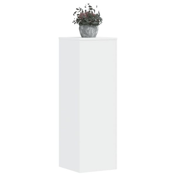 vidaXL Stojany na kvety 2 ks, biele 33x33x100 cm, kompozitné drevo