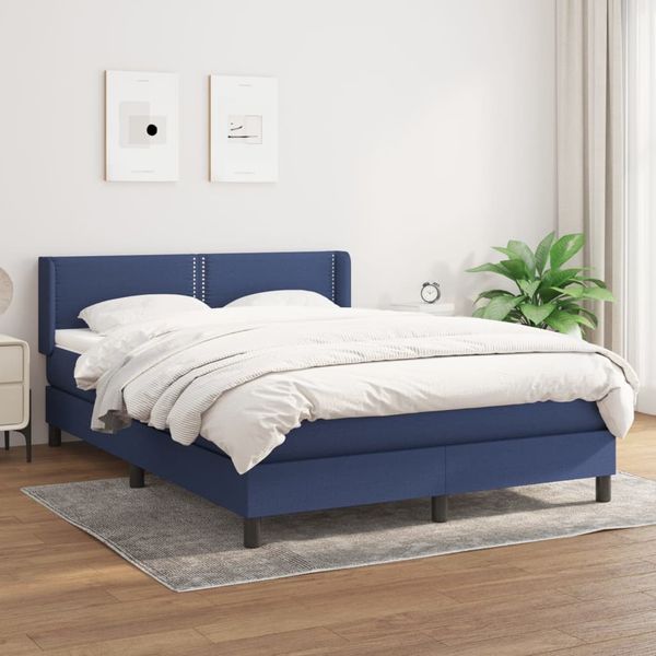 vidaXL Posteľný rám boxspring s matracom modrý 140x200 cm látka