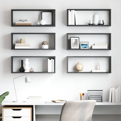 vidaXL Nástenné police 6 ks, sivé 60x15x23 cm, kompozitné drevo