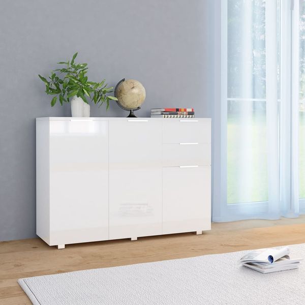 vidaXL Komoda biela 107x35x80,5 cm vysokolesklá