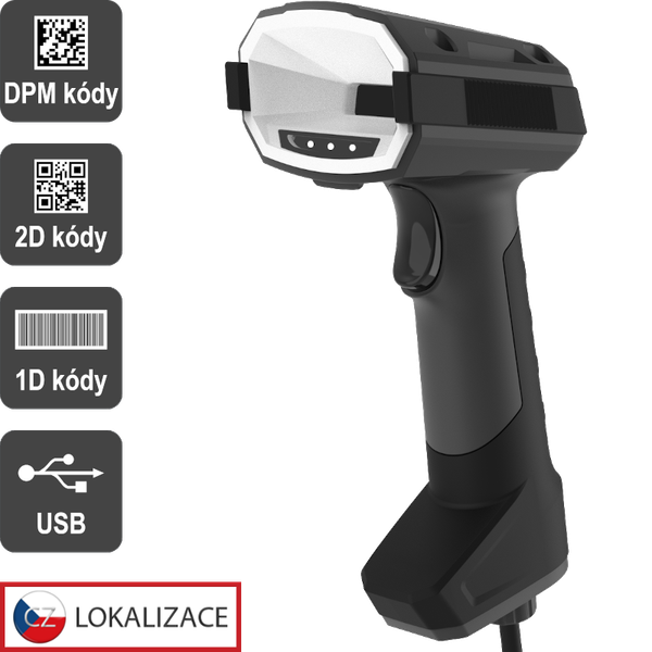VIRTUOS - DPM CCD 2D čítačka Virtuos HT-880DPM, USB, tmavo šedá