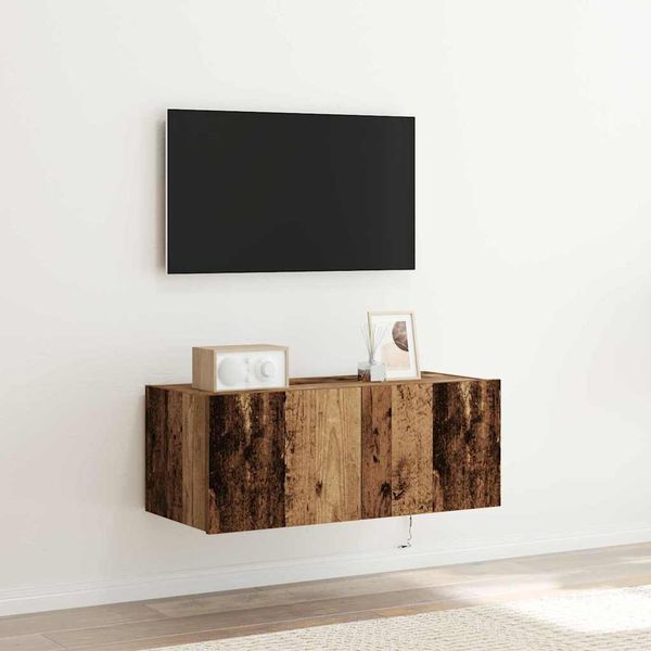 vidaXL TV nástenná skriňa Staré drevo 80 x 35 x 31 cm Kompozitné drevo