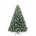 vidaXL Umelý vianočný stromček s 300 LED-i Zelená 180 cm PE a PVC