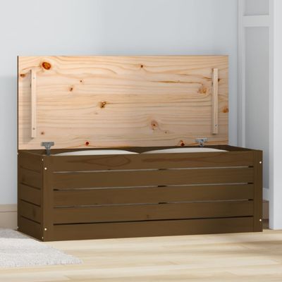 vidaXL Úložný box medovo-hnedý 89x36,5x33 cm masívna borovica