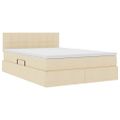 vidaXL Postel s úložným prostorem a matrací Krémová 140 x 190 cm Zamat