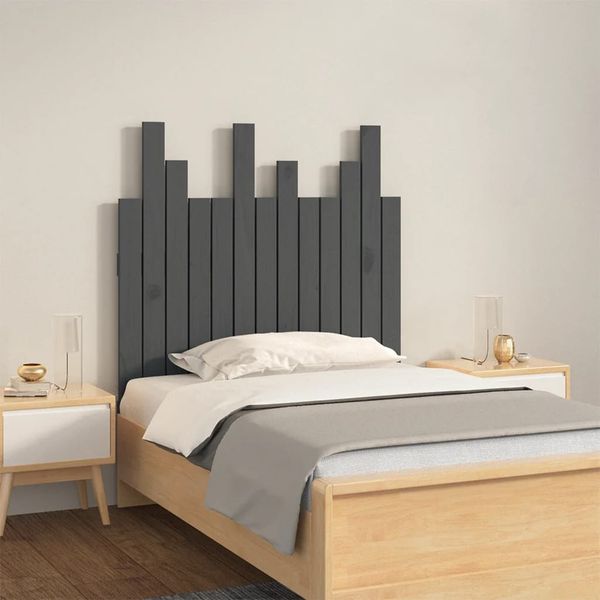 vidaXL Nástenné čelo postele sivé 82,5x3x80 cm masívna borovica