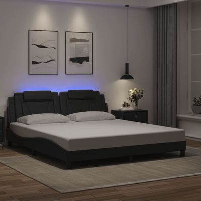 vidaXL Rám postele Viana s LED bez matraca čierny 180x200 cm