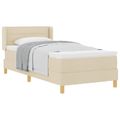 vidaXL Posteľ s pružinovým rámom s matracmi Krémová 200 x 80 cm látka