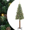 vidaXL Úzky vianočný stromček s 300 LED-i so stojanom Zelená 210 cm