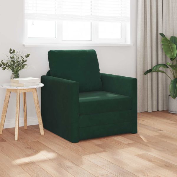vidaXL Rozkladacia posteľ Tmavozelená 74 x 77 x 81 cm Zamat