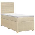 vidaXL Posteľ boxspring s matracom Krémová 90 x 190 cm Látka