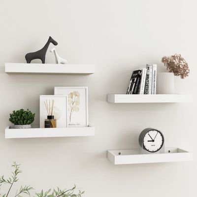 vidaXL Terasové nástenné police 4 ks dubové a biele 40x15x4 cm MDF