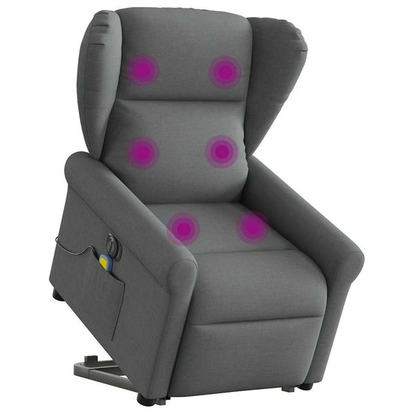 vidaXL Zdvíhacie a sklápacie elektrické masážne kreslo tmavosivé látka