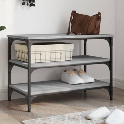 vidaXL Lavička na topánky sivá sonoma 70x38,5x49 cm kompozitné drevo