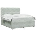 vidaXL LED boxspring posteľ s matracom Svetlosivá 160 x 200 cm Zamat