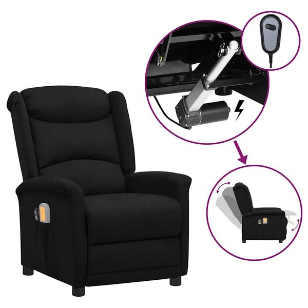 vidaXL Elektrické masážne kreslo čierna mikrovlákno látka