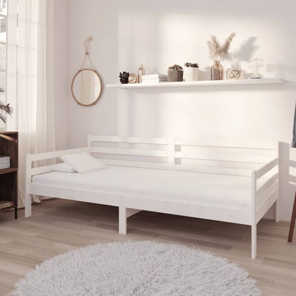 vidaXL Denná posteľ s matracom 90x200 cm, biela, borovicový masív