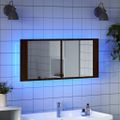 vidaXL LED kúpeľňová zrkadlová skrinka hnedý dub 100x12x45 cm