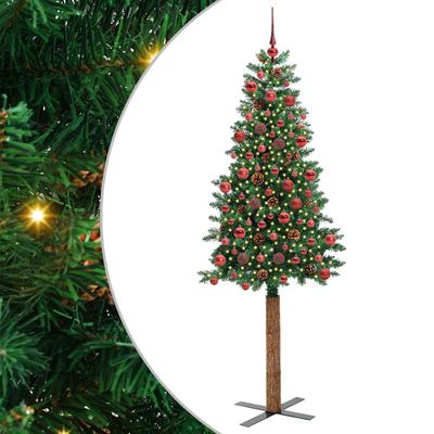 vidaXL Úzky vianočný stromček s 300 LED-i so stojanom Zelená 180 cm