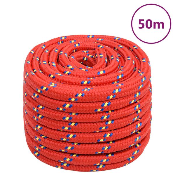 vidaXL Lodné lano červené 20 mm 50 m polypropylén