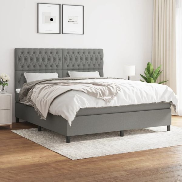 vidaXL Boxspring posteľ s matracom tmavosivá 180x200 cm látka