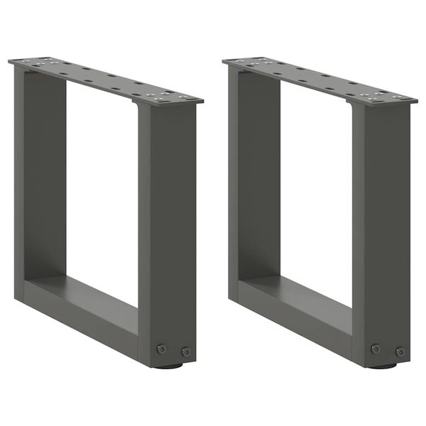 vidaXL Nohy konferenčného stolíka v tvare U, 2 ks, antracitové, 40 x (30-31) cm, oceľ