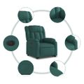 vidaXL Elektrické zdvíhacie masážne kreslo tmavozelené látkové