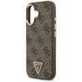 Guess Case Magsafe 4G PU kožené puzdro s trojuholníkovým logom a zlatým kovovým rámom fotoaparátu pre iPhone 17 Čierna
