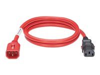 Dual locking power cord, iec C14 na iec C13, 8 ft, 10KS červená