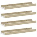 vidaXL Nástenné police 4 ks, biele a dub sonoma 40x9x3 cm
