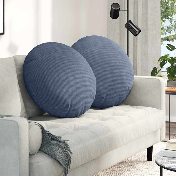 vidaXL Vankúše na sedenie 2 pcs Modrá Ø60 x 21 cm Kordúrová tkanina