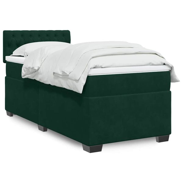 vidaXL Posteľný rám boxsping s matracom tmavozelený 80x200 cm zamat