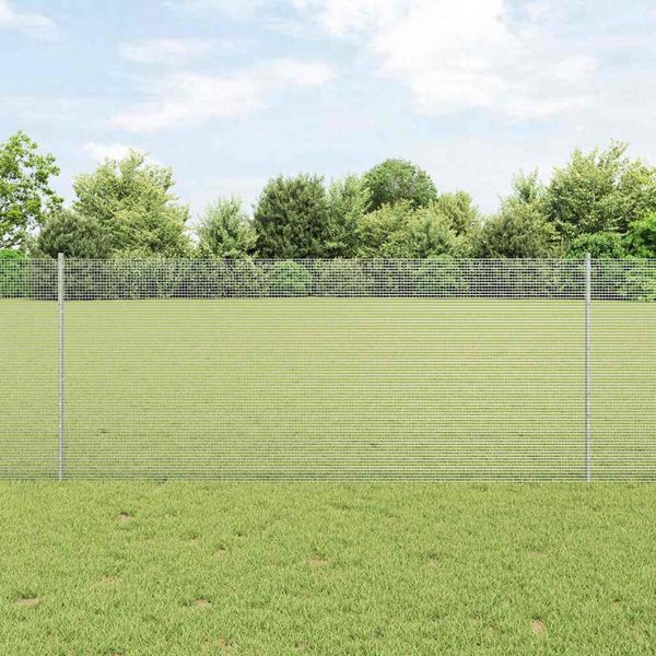 vidaXL Zváraný drôtový plot s podperou 25 x 1 m Strieborná Sieťovina