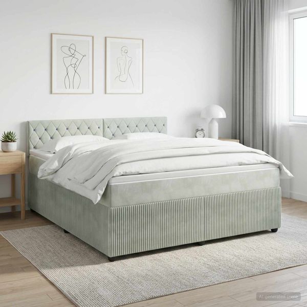 vidaXL Posteľ boxspring s matracom Svetlosivá 140 x 190 cm Zamat
